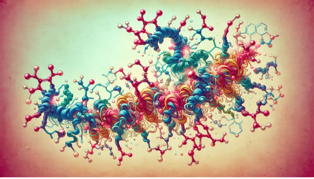 An illustration depicting the structure of BPC 157, highlighting its unique pentadecapeptide formation.