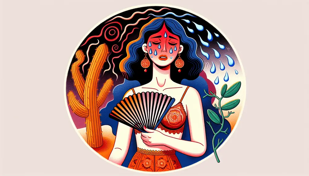 Illustration of a woman experiencing menopausal symptoms