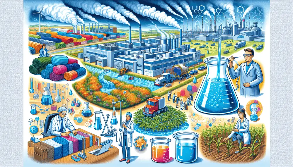 Cartoon representation of industrial applications of methylene blue.