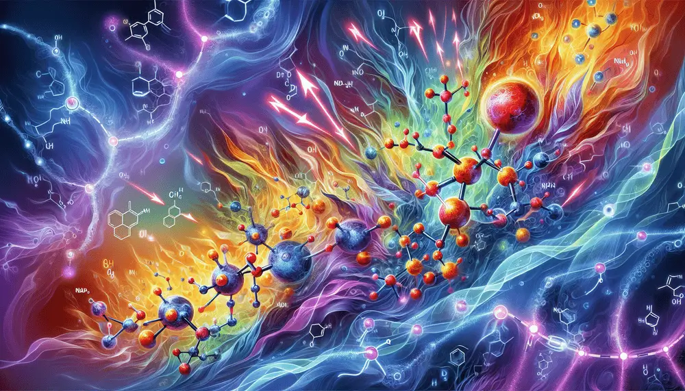 Visual representation of NAD+ and NADH forms in cellular energy metabolism.