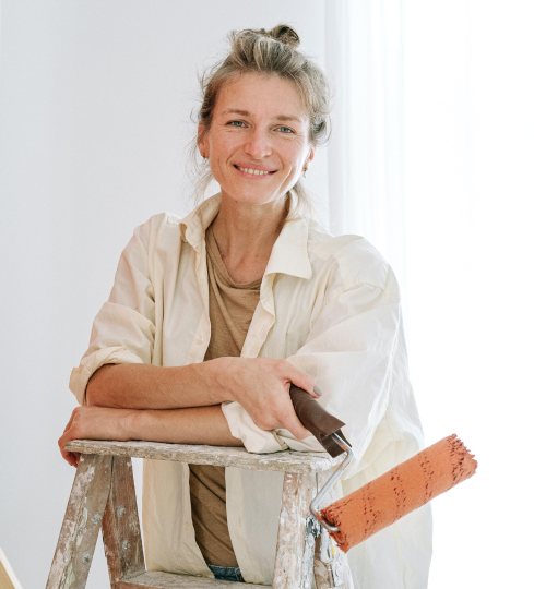 a woman doing some construction